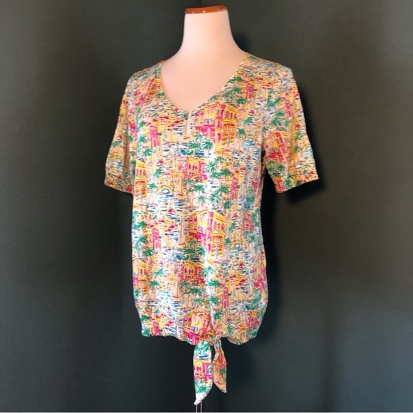 Talbots short sleeve knit top , with a fun tropical print - Picture 1 of 6